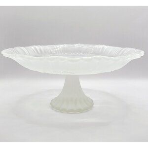 Mikasa Crystal Winter Christmas Holiday Scene Cake Pastry Stand 8.5" Diameter